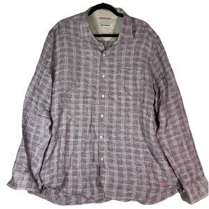 Tommy Bahama Shirt Mens XL Purple Relax 100% Linen Long Sleeve Button Up Outdoor